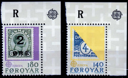 Färöer – Faroe Islands 1979 Mi. 43-44 ** MNH Cept Marke Auf Marke ER Oben Rechts - Färöer Inseln