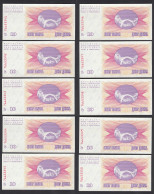 Bosnien-Herzegowina - 10 Stück á 10 Dinara 1992 Pick 10a UNC (1)    (89058 - Bosnië En Herzegovina