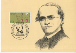 Germany Deutschland 1984 Maximum Card, Gregor Mendel, Biologist Meteorologist Mathematician, Canceled In Bonn - 1981-2000