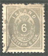496 Iceland 1896 5 Aur Gray (ISL-344) - Used Stamps