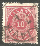 496 Iceland 1876 10 Aur Carmin Carmine (ISL-333) - Gebraucht