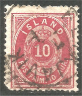 496 Iceland 1876 10 Aur Carmin Carmine (ISL-333) - Oblitérés