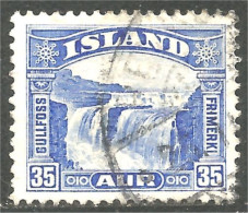 496 Iceland 1931 35 Aur Bleu Blue Gullfoss (ISL-339b) - Usados