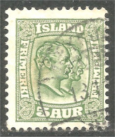 496 Iceland 1907 Christian IX Frederik VIII 5 Aur Vert Green (ISL-337) - Used Stamps
