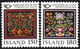 496 Iceland Carvings Embroidery MNH ** Neuf SC (ISL-136b) - Textile