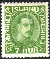 496 Iceland 7a Green VLH * Neuf CH Legere (ISL-37) - Unused Stamps