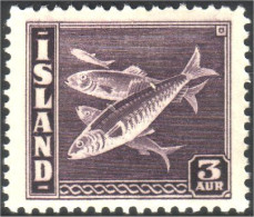 496 Iceland 3a Fish Poisson MH * Neuf CH (ISL-27) - Unused Stamps