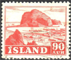 496 Iceland 90a Red Rouge (ISL-46) - Gebruikt