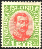 496 Iceland 1e 1920 MH * Neuf CH (ISL-14) - Unused Stamps