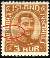 496 Iceland 2a 1920 Bister Thin MH * Neuf CH ( (ISL-10) - Unused Stamps