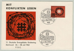 Deutsche Bundespost 1963, FDC Evangelischer Kirchentag Dortmund - Cristianismo