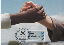 Germany Deutschland 1984 Maximum Card, Fur Frieden Und Verstandigung, For Peace And Understanding, Canceled In Bonn - 1981-2000