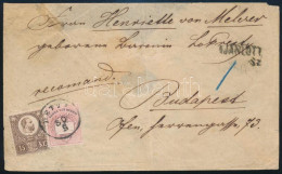 1875 Ajánlott Levél Réznyomat 15kr + Színesszámú 5kr Vegyes Bérmentesítéssel "DETTA" - "BUDAPEST" - Andere & Zonder Classificatie