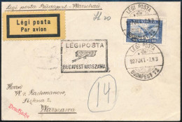1927 Légiposta Nyomtatvány "BUDAPEST - WARSZAWA" Irányító Bélyegzéssel, érkeztetve R! - Otros & Sin Clasificación