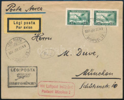 1927 Légiposta Nyomtatvány "BUDAPEST - MÜNCHEN" Irányító Bélyegzéssel, érkeztetve - Altri & Non Classificati