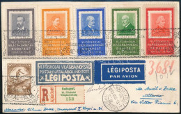 1935 Légiposta Ajánlott Levél Főiskolai Világbajnokság Alkalmi Bélyegzéssel "MÁTYÁSFÖLD / REPÜLŐTÉR" - "MILANO" Majd Onn - Otros & Sin Clasificación