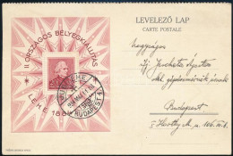 1934 LEHE Blokk Budapest Helyi Alkalmi Levelezőlapon "JUBILEHE / BUDAPEST" - Autres & Non Classés