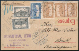 1923 Expressz Légi Levelezőlap 380K Parlament Bérmentesítéssel Bécsbe - Other & Unclassified