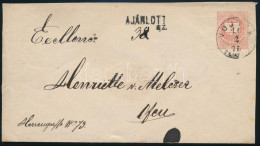 1875 Ajánlott 5kr Díjjegyes Levél Hátoldalán 10kr Díjkiegészítéssel "VOJTEK / TEMES M." (Gudlin 100 P) (kiállítási Célbó - Autres & Non Classés