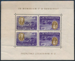 ** 1947 Roosevelt 50+50f Fordított Képállású Kisív (ráncok / Creases) (22.500) - Sonstige & Ohne Zuordnung