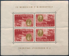 ** 1947 Roosevelt 8+8f Fordított Képállású Kisív (ráncok / Creases, Hajtott / Folded, Betapadás / Gum Disturbance) (22.5 - Sonstige & Ohne Zuordnung