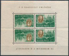 ** 1947 Roosevelt 12+12f Fordított Képállású Kisív (ráncok / Creases, Hajtott / Folded) (22.500) - Autres & Non Classés