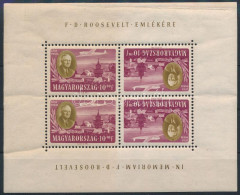 ** 1947 Roosevelt 10+10f Fordított Képállású Kisív (ráncok / Creases) (22.500) - Autres & Non Classés