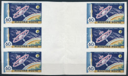 (*) 1969 A Hold Meghódítása 60f Vágott Gumi Nélküli ívközéprészes Hatostömb (középen Hajtott / Folded In The Middle) - Autres & Non Classés