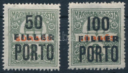 ** 1918 Portó Magán Felülnyomással Sürgős Bélyegen 50f/2f és 100f/2f / Private Postage Due Overprint On 2 Express Stamps - Otros & Sin Clasificación