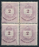 ** 1881 Színesszámú 2kr 4-es Tömbben 12 : 11 1/2 Fogazással, Lemezjavításokkal (bal Alsó Sarokban Törés / Folded Left Co - Otros & Sin Clasificación