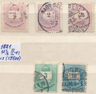 O 1881 5 Db Színesszámú Krajcáros 3x2kr, 3kr, 10kr II. Lemez B 11 1/2 Fogazással, Foghibák (19.500) - Autres & Non Classés