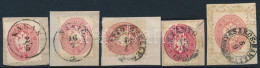1864 5 Db 5kr 1-1 Kivágáson "NÁNAS", "NOSIC", "TAPIO SZELLE", "SZÁNTÓ" és "VÁSÁROS-NAMÉNY" Bélyegzésekkel (Gudlin 1.350  - Sonstige & Ohne Zuordnung