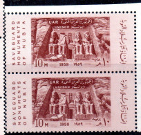 UAR EGYPT EGITTO 1959 SAVE HISTORIC MONUMENTS IN NUBIA ABU SIMBEL TEMPLE OF RAMSES II 10m MNH - Nuevos