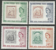 St Kitts-Nevis. 1961 Nevis Stamp Centenary. MH Complete Set. SG 123-126. M3086 - San Cristóbal Y Nieves - Anguilla (...-1980)