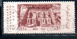 UAR EGYPT EGITTO 1959 SAVE HISTORIC MONUMENTS IN NUBIA ABU SIMBEL TEMPLE OF RAMSES II 10m USED USATO OBLITERE' - Usados