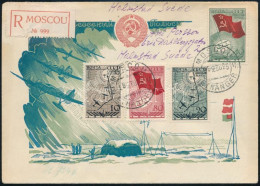 Szovjetunió 1938 Északi-sarki Repülés Ajánlott Dekoratív Boríték "MOSCOU" Svédországba Küldve R! - Sonstige & Ohne Zuordnung