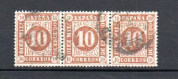Spain 1867 Old Paper-stamps In Strip Of Three (Michel 87) Nice Used - Gebraucht