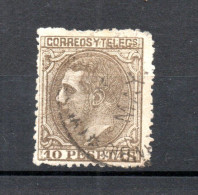 Spain 1879 Old 10 Peseta King Alfonso Stamp (Michel 185) Used - Used Stamps