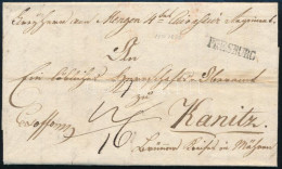 1836 Katonai Ex Offo Levél Tartalommal, Portófeljegyzéssel "PRESBURG" - Kanitz / Mähren - Otros & Sin Clasificación