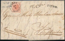 1851 3kr HP I (regiszterhajtás) + Levélbontásnál Megsérült, Hiányos 6kr HP I Erstdruck Ajánlott Levélen "ESZÉK" - Fünfki - Other & Unclassified