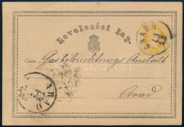 1870 2kr Díjjegyes Levelezőlap / PS-card "CSABA" - Arad - Otros & Sin Clasificación