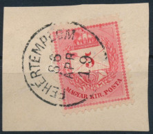 1881 Színesszámú 5kr 11 1/2 Fogazással Kivágáson Nagy Piros Pont A Boríték Bal Felső Sarkán és A Koronán Lemezhibával "F - Other & Unclassified