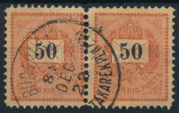 O 1888 Feketeszámú Sztereotip 50kr Pár 11 1/2 Fogazással "BUDAPEST / TAKARÉKPÉNZTÁR" - Sonstige & Ohne Zuordnung