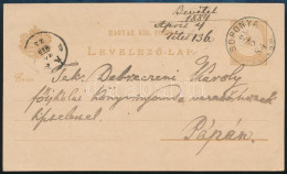 1884 2kr Díjjegyes Levelezőlap "SOPONYA / FEHÉR M." - Pápa - Other & Unclassified