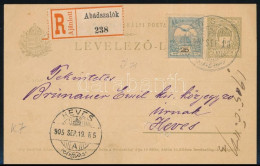 1905 Ajánlott Levelezőlap 25f Kiegészítéssel Abádszalókról Hevesre / Registered PS-card With Additional Franking - Other & Unclassified