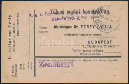 1918 Tábori Posta Levelezőlap "K.u.k. Feldartillerie Regiment No.10." + "TP 290" - Otros & Sin Clasificación