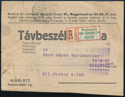 1935 Ajánlott Távbeszélő Számla Különleges Ragjeggyel "BUDAPEST" - Autres & Non Classés