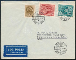 1940 Légi Posta Levél Az USA-ba 3 Színű Templom Bérmentesítéssel - Autres & Non Classés