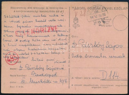 1944 Tábori Posta Levelezőlap Budapestről Piros "ELLENŐRIZVE" Bélyegzéssel - Autres & Non Classés