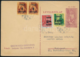 1945 (3. Díjszabás) Budapest Helyi Levelezőlap 4 Bélyeggel - Sonstige & Ohne Zuordnung